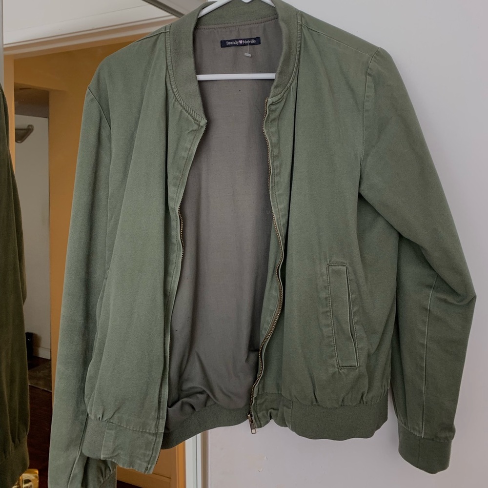 Brandy Melville Green Bomber Jacket